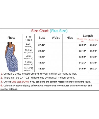 Women's Summer Casual Sexy Stripe Loose Maxi Dress 2024 Sleeveless Plus Size Sun Dress with Pockets 963blue $20.39 Dresses