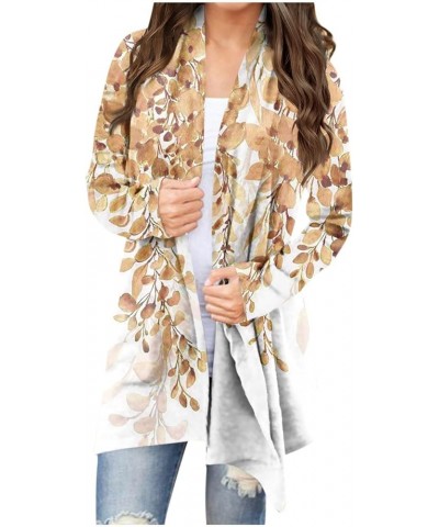 Coats for Women Plus Size，Printed Long Sleeve Cardigan Coat Women's Print Front Cardigan Printed Top Lightweight Jacket 4-gol...