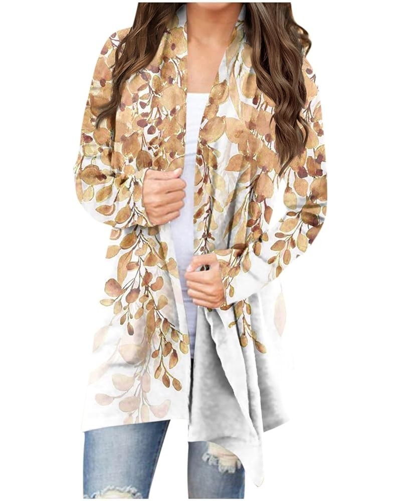 Coats for Women Plus Size，Printed Long Sleeve Cardigan Coat Women's Print Front Cardigan Printed Top Lightweight Jacket 4-gol...