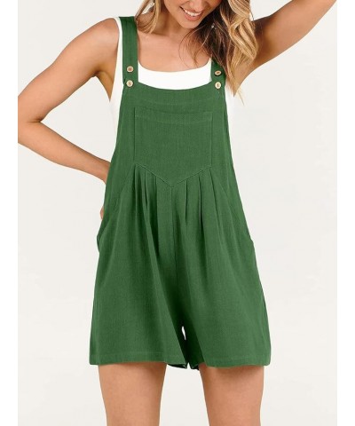 Women Summer Sleeveless Rompers Spaghetti Strap Suspender Bib Dungarees Baggy Wide Leg Overall Shorts Jumpsuit with Pockets C...