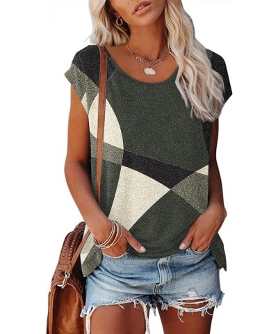 Women's Short Sleeve Tunic Tops Basic Loose Batwing Sleeve Casual Tees Summer Geometric Graphic Color Block Blouses 02♛gray $...