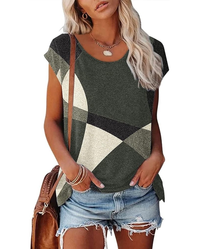 Women's Short Sleeve Tunic Tops Basic Loose Batwing Sleeve Casual Tees Summer Geometric Graphic Color Block Blouses 02♛gray $...