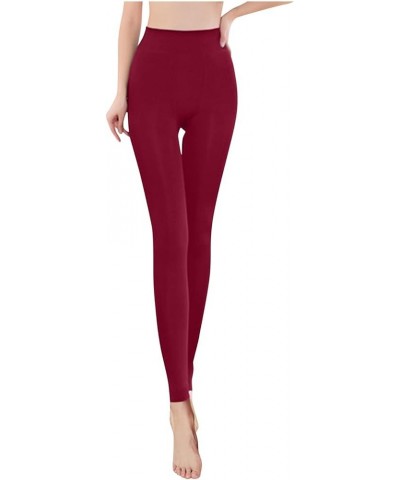 Stirrup Leggings for Women Plus Size Thermal Tummy Control Tights Fleece Lined Seamless High Waist Workout Pants Wine $6.50 L...