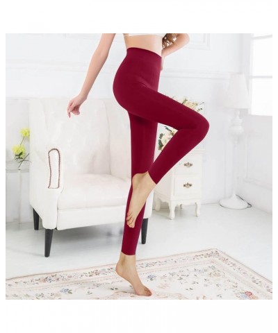 Stirrup Leggings for Women Plus Size Thermal Tummy Control Tights Fleece Lined Seamless High Waist Workout Pants Wine $6.50 L...