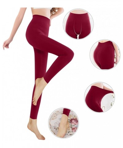 Stirrup Leggings for Women Plus Size Thermal Tummy Control Tights Fleece Lined Seamless High Waist Workout Pants Wine $6.50 L...