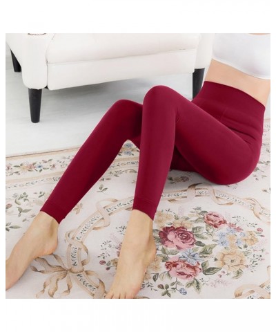 Stirrup Leggings for Women Plus Size Thermal Tummy Control Tights Fleece Lined Seamless High Waist Workout Pants Wine $6.50 L...