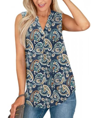 Womens Summer Chiffon V-Neck Tank Tops Paisley Floral $13.19 Tanks