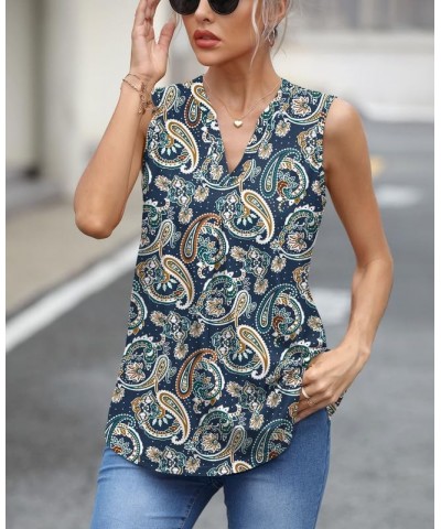 Womens Summer Chiffon V-Neck Tank Tops Paisley Floral $13.19 Tanks