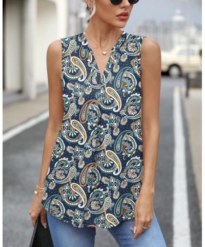 Womens Summer Chiffon V-Neck Tank Tops Paisley Floral $13.19 Tanks