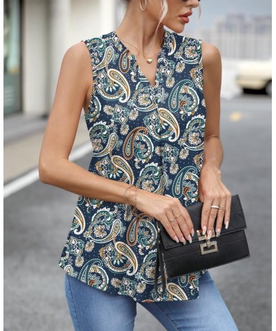 Womens Summer Chiffon V-Neck Tank Tops Paisley Floral $13.19 Tanks