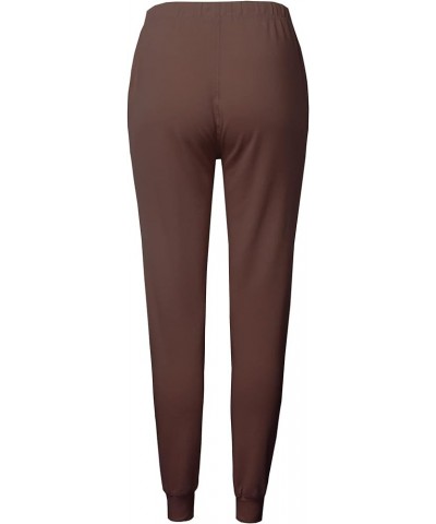 Women's Light-Weight French Terry Activewear Jogger Track Cuff Running Sweatpants Fewptl0008 Brown $11.75 Activewear