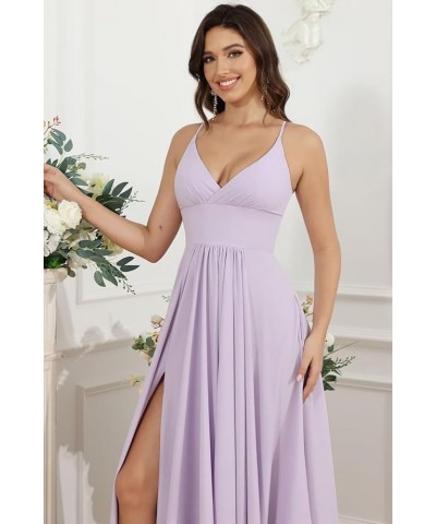 V Neck Satin Bridesmaid Dresses with Silt Long Spaghetti Straps Formal Evening Dresses for Women 2024 QA122 Peacock $28.06 Dr...