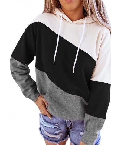 Women's Long sleeves Color Block Hoodie Tops Cute Casual Drawstring Loose Lightweight Tunic Pullover Black $16.11 Hoodies & S...