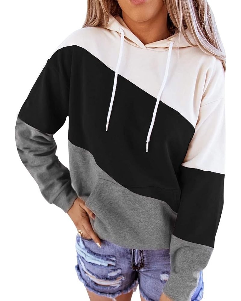 Women's Long sleeves Color Block Hoodie Tops Cute Casual Drawstring Loose Lightweight Tunic Pullover Black $16.11 Hoodies & S...