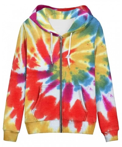 Women's Novelty Print Zip Up Hoodies Long Sleeve Hooded Sweatshirt Jacket with Pocket Colorful Tie Dye $19.11 Hoodies & Sweat...