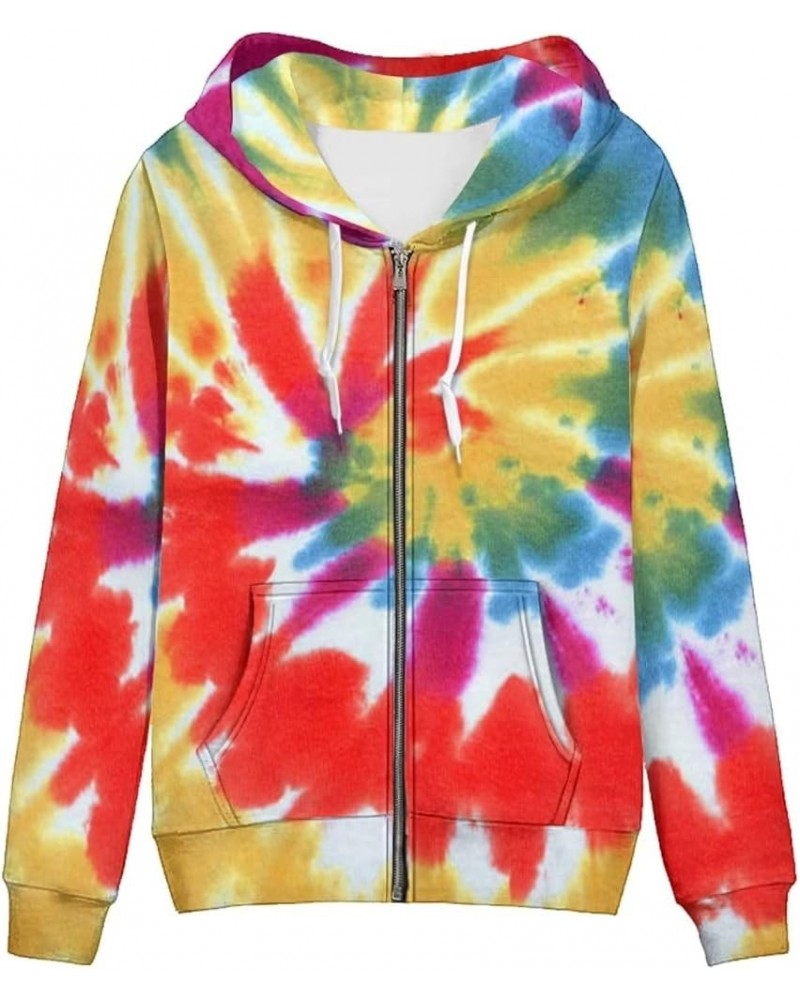 Women's Novelty Print Zip Up Hoodies Long Sleeve Hooded Sweatshirt Jacket with Pocket Colorful Tie Dye $19.11 Hoodies & Sweat...