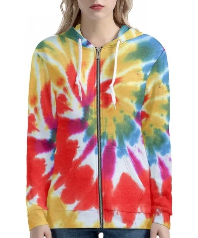 Women's Novelty Print Zip Up Hoodies Long Sleeve Hooded Sweatshirt Jacket with Pocket Colorful Tie Dye $19.11 Hoodies & Sweat...