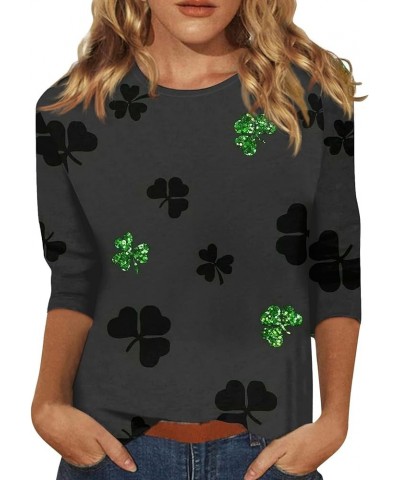 Ladies St Patricks and Easter Shirt 3/4 Sleeve Tops Summer O-Neck for Women Print Tunic Graphic Tops Dressy 2024 Blouse B-arm...