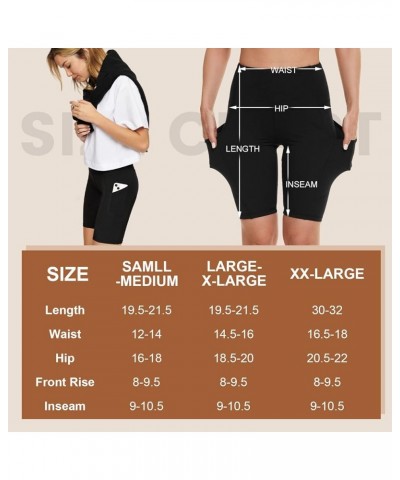 Biker Shorts for Women - 8" High Waisted Tummy Control Workout Womens Shorts for Gym Yoga 8 inch(2 Pockets) Black/Black Tie D...