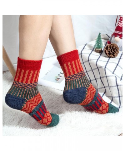 5 Pairs Womens Wool Socks Thick Warm Soft Winter Knit Cozy Crew Socks Christmas Gifts M-colorful Style $10.59 Activewear