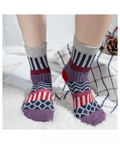 5 Pairs Womens Wool Socks Thick Warm Soft Winter Knit Cozy Crew Socks Christmas Gifts M-colorful Style $10.59 Activewear