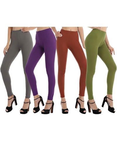 Classic Leggings Buttery Soft Super Comfort Sports Yoga Workout Stretch Pants 4pk/Dark Grey,purple,light Brown,olive $7.41 Le...