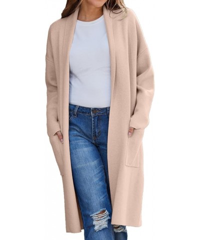 Women's Wool Coat Cardigan Sweaters Long Casual Lapel Pea Coats Fall Classic Open Front Elegant Dressy Trench Coat B-khaki $1...