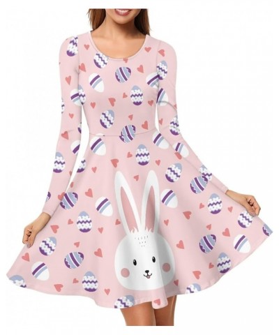 Women Dress Long Sleeve Midi Casual A-line for Party Club,Size S-4XL, Soft Comfortable Lightweight Easter Bunny Egg $17.15 Dr...