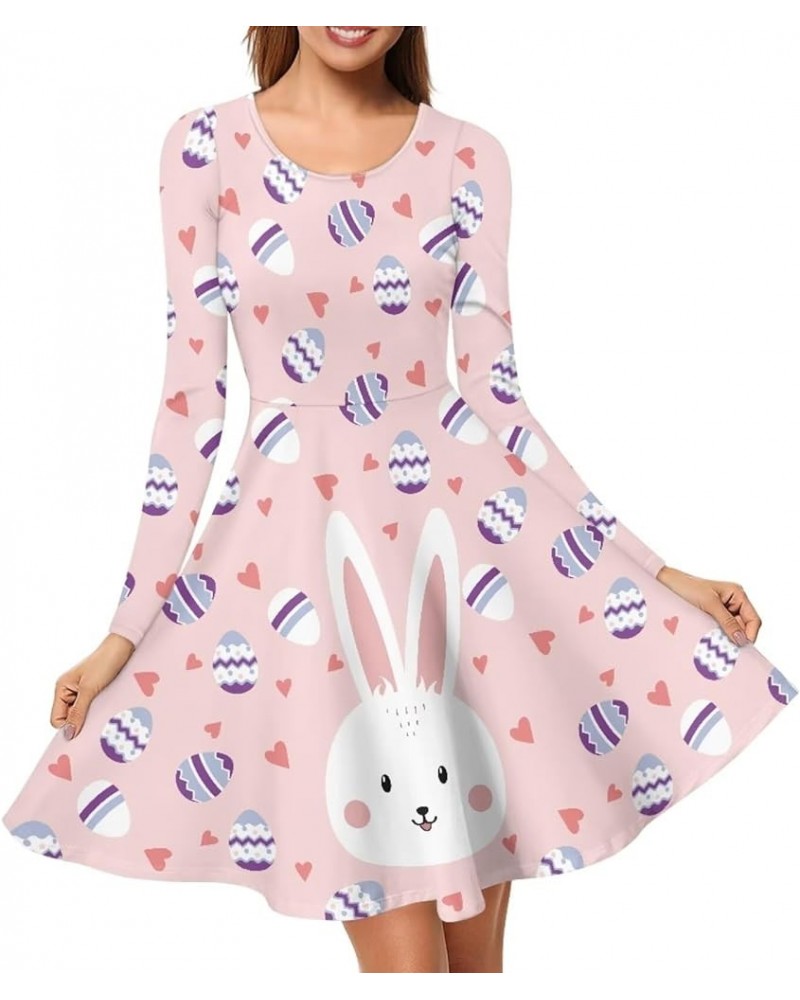 Women Dress Long Sleeve Midi Casual A-line for Party Club,Size S-4XL, Soft Comfortable Lightweight Easter Bunny Egg $17.15 Dr...