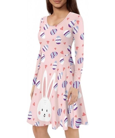 Women Dress Long Sleeve Midi Casual A-line for Party Club,Size S-4XL, Soft Comfortable Lightweight Easter Bunny Egg $17.15 Dr...