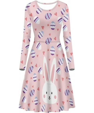 Women Dress Long Sleeve Midi Casual A-line for Party Club,Size S-4XL, Soft Comfortable Lightweight Easter Bunny Egg $17.15 Dr...