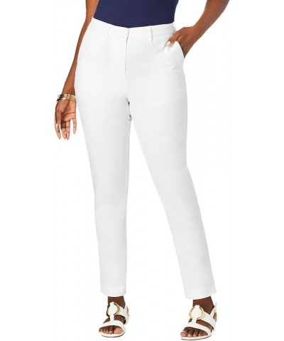 Women's Plus Size Casual Stretch Straight Leg Chino Pants White $25.03 Pants