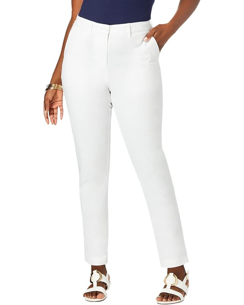 Women's Plus Size Casual Stretch Straight Leg Chino Pants White $25.03 Pants