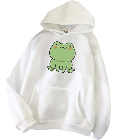 Women Cute Frog Sweatshirt Kawaii Hoodie for Teen Girls Aesthetic Cottagecore Clothes Feminino Hoodies Fall Fashion Coat Whit...