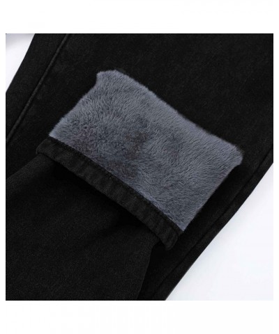 Women's Fleece Lined Jeans Thermal Flannel Lined Jeans Winter Warm Thicken Skinny Stretch Denim Pants Jeans A4-black $18.18 J...