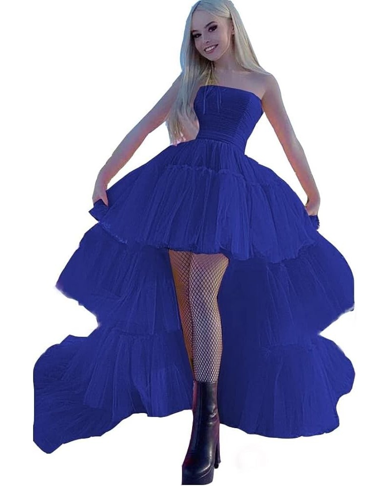 High Low Tulle Prom Dress for Women Long Tiered Ruffled Ball Gown Formal Party Dress Evening Gowns Royal Blue $40.03 Dresses