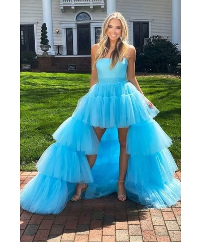 High Low Tulle Prom Dress for Women Long Tiered Ruffled Ball Gown Formal Party Dress Evening Gowns Royal Blue $40.03 Dresses