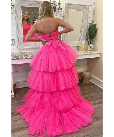 High Low Tulle Prom Dress for Women Long Tiered Ruffled Ball Gown Formal Party Dress Evening Gowns Royal Blue $40.03 Dresses