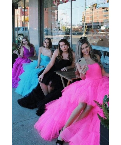 High Low Tulle Prom Dress for Women Long Tiered Ruffled Ball Gown Formal Party Dress Evening Gowns Royal Blue $40.03 Dresses