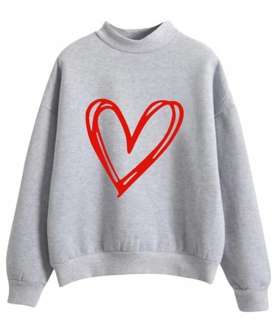 Women Valentine's Day Printing Sweatshirt Crewneck Sweatshirts,Knit Tops,Sweater Christmas,Ugly Plus Size Hoodiess A4-grey $3...