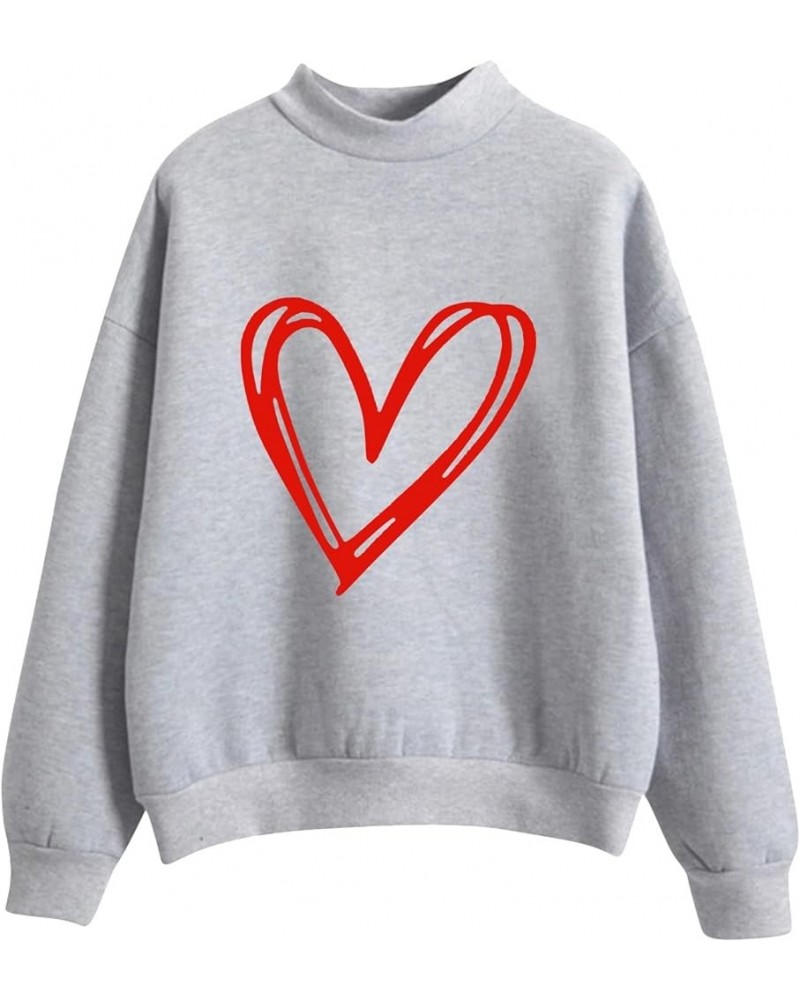 Women Valentine's Day Printing Sweatshirt Crewneck Sweatshirts,Knit Tops,Sweater Christmas,Ugly Plus Size Hoodiess A4-grey $3...