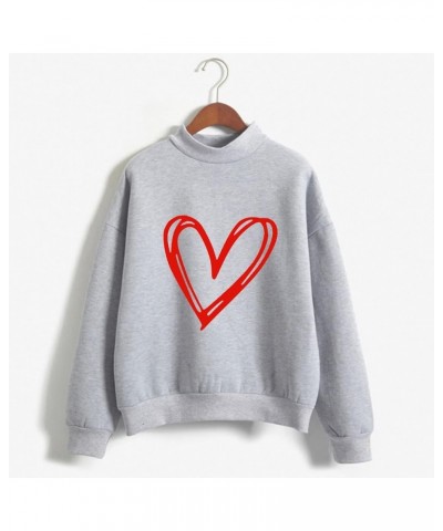 Women Valentine's Day Printing Sweatshirt Crewneck Sweatshirts,Knit Tops,Sweater Christmas,Ugly Plus Size Hoodiess A4-grey $3...