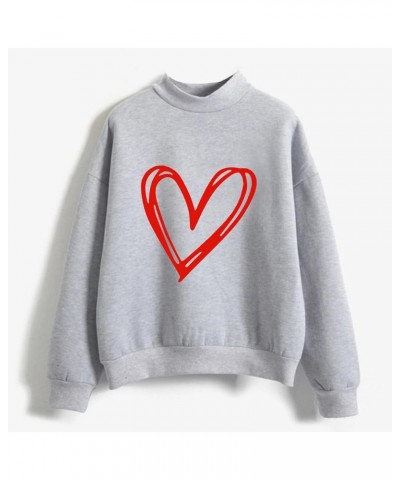 Women Valentine's Day Printing Sweatshirt Crewneck Sweatshirts,Knit Tops,Sweater Christmas,Ugly Plus Size Hoodiess A4-grey $3...