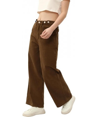 Women Cargo Pants Wide Leg Elastic Waist Baggy Trousers Y2K Jeans with 2 Cargo Pockets 013 Dark Brown $15.34 Jeans