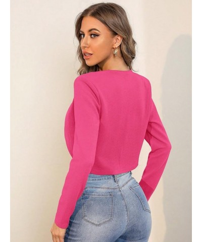 Business Casual Blazers for Women Open Front Crop Lightweight Jacket Shrug Outwear Hot Pink $19.37 Blazers