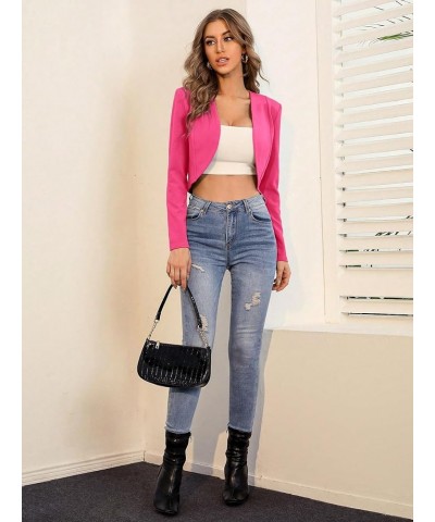 Business Casual Blazers for Women Open Front Crop Lightweight Jacket Shrug Outwear Hot Pink $19.37 Blazers