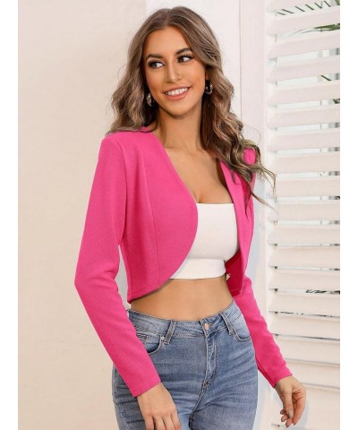 Business Casual Blazers for Women Open Front Crop Lightweight Jacket Shrug Outwear Hot Pink $19.37 Blazers