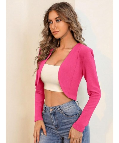 Business Casual Blazers for Women Open Front Crop Lightweight Jacket Shrug Outwear Hot Pink $19.37 Blazers