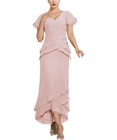 Applique Mother of The Bride Dresses with Short Sleeve Long Formal Dress for Wedding Guest Taupe $42.49 Dresses