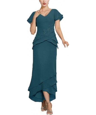 Applique Mother of The Bride Dresses with Short Sleeve Long Formal Dress for Wedding Guest Taupe $42.49 Dresses